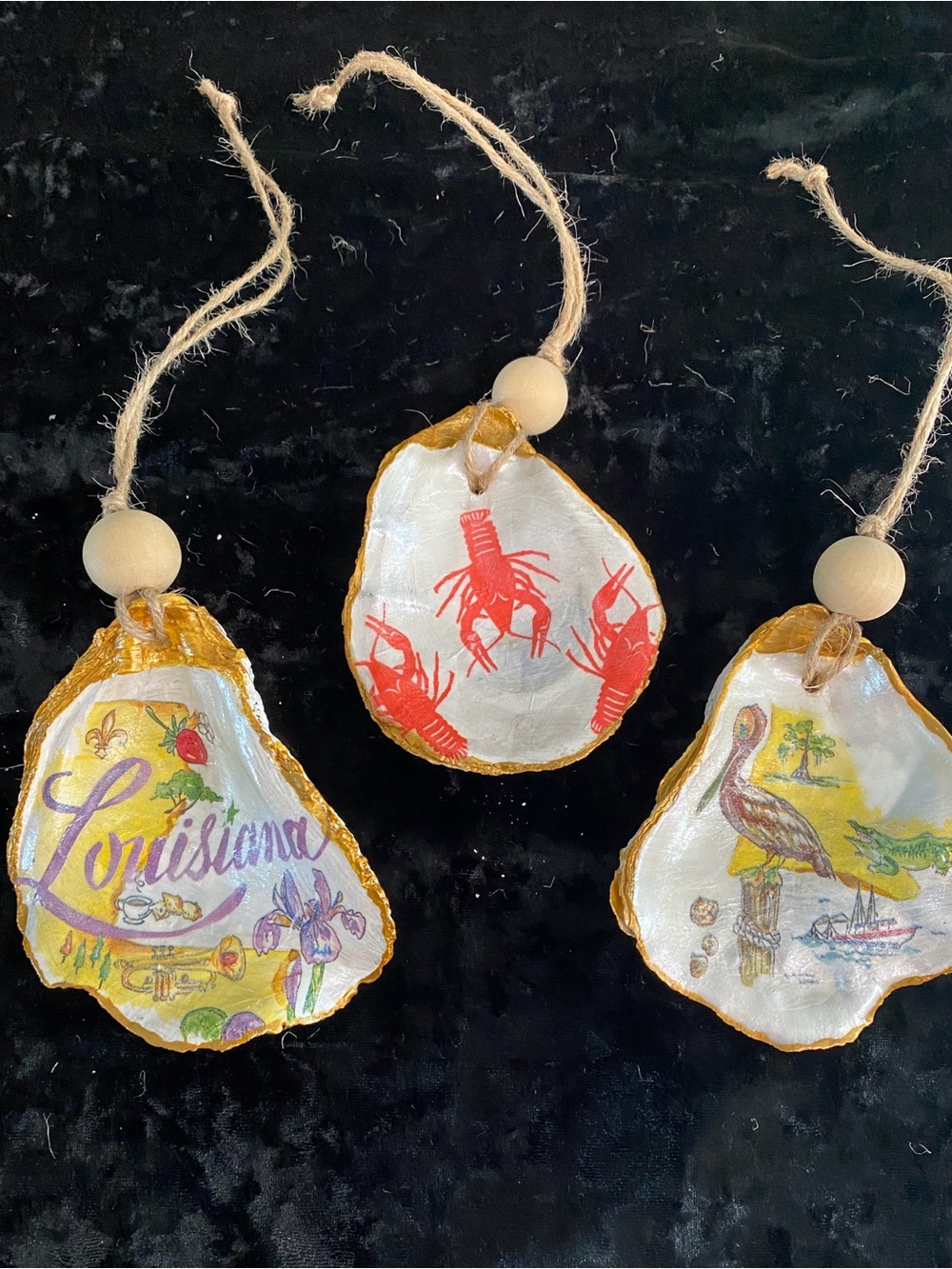 Louisiana oyster ornaments set of 3